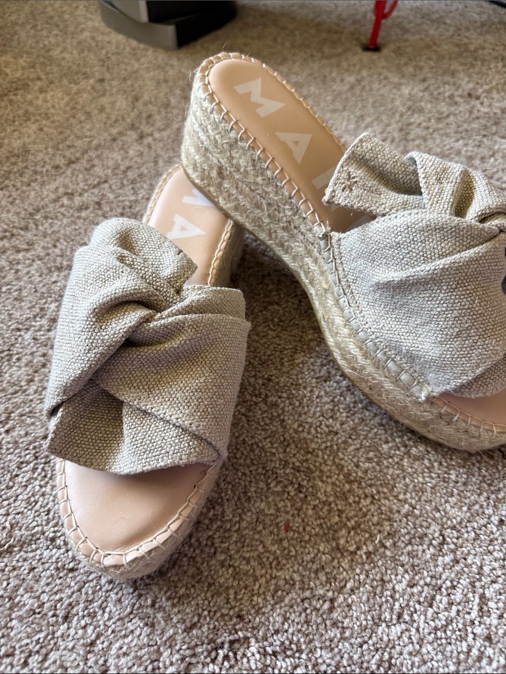 Mata Beige Knotted Espadrille Platform Slide